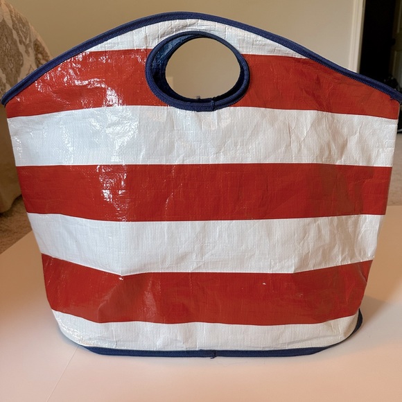 Orange and white‎ striped tote bag - Picture 1 of 6
